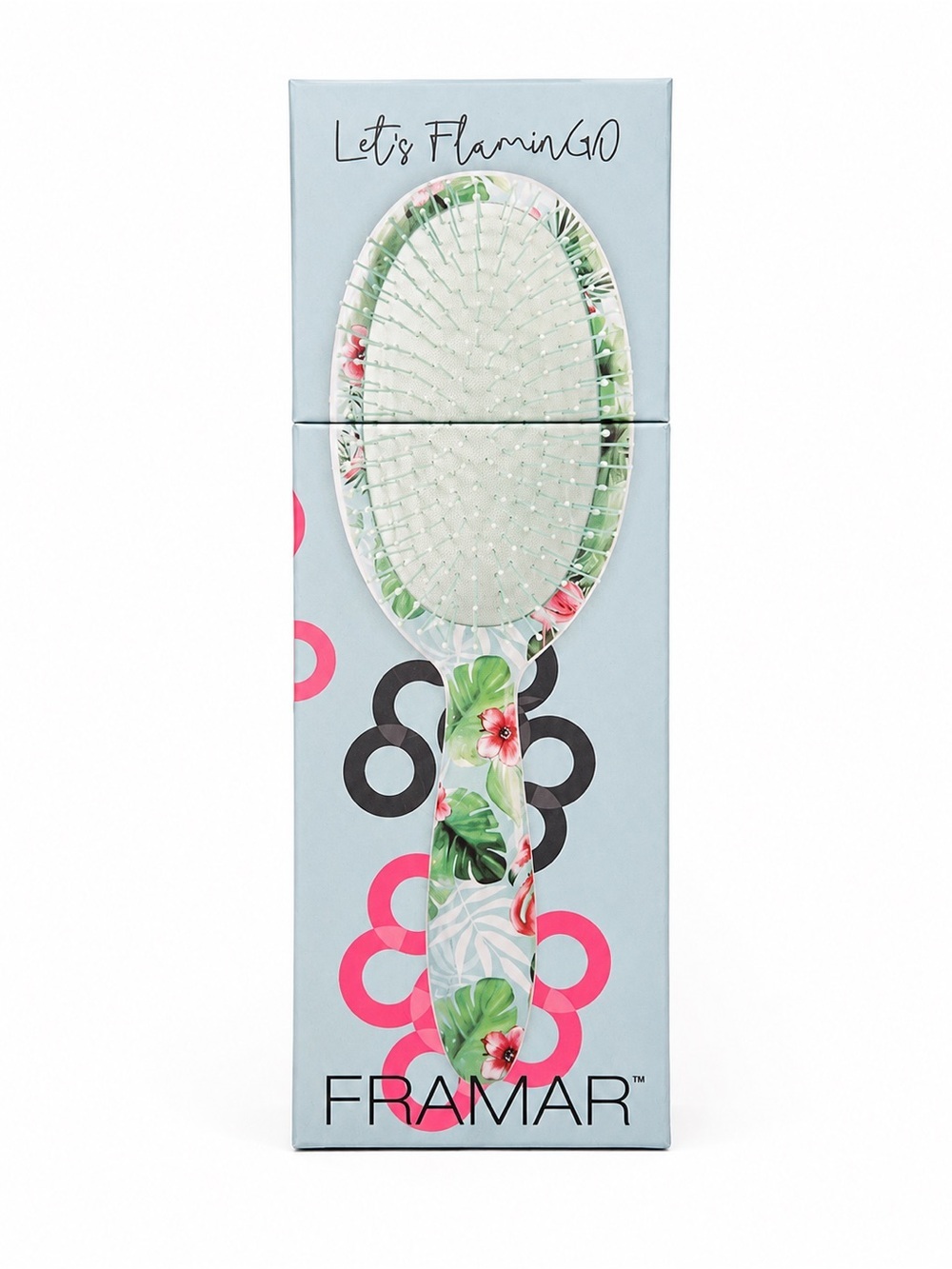 Framar Let’s FlaminGO Detangling Hair Brush Tropical Floral NIB Wet & Dry